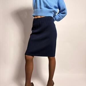Vintage St. John Navy Knit Midi Skirt - Size 8